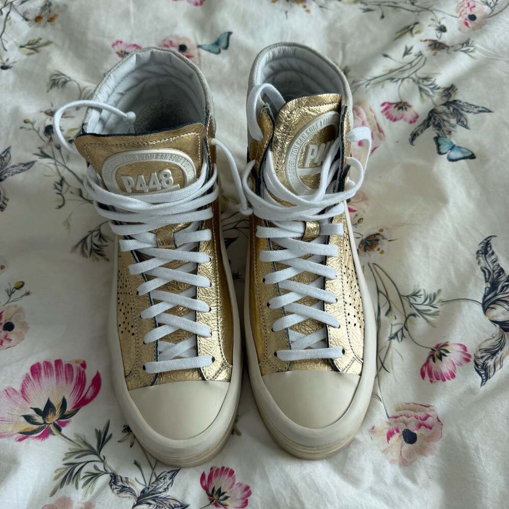 P448 Rail Tulum Gold High-Top Sneakers